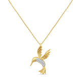 14K HUMMINGBIRD PENDANT WITH 12 DIAMONDS 0.12CT ON 18 INCHES CABLE CHAIN