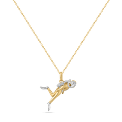 14K TT SMALL SUBA DIVER WITH 6 DIAMONDS 0.020CT ON 18 INCHES CHAIN