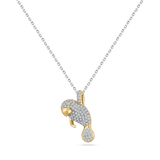 14K PAVE MANATEE PENDANT WITH 105 DIAMONDS ON 18 INCHES CABLE CHAIN