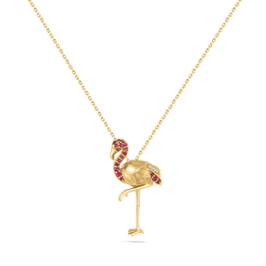 14KY FLAMINGO PENDANT
