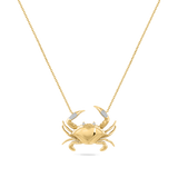 14K MARYLAND CRAB NECKLACE WITH 18 DIAMONDS 0.06CT ON 18 INCHES CABLE CHAIN