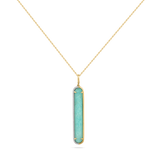 14K DOUBLET AMAZONITE & CLEAR QUARTZ PENDANT. WITH 43 DIAMONDS 0.16CT ON 18 INCHES CABLE CHAIN