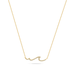 14K WAVE NECKLACE WITH 26 DIAMONDS 0.07CT ON 18 INCHES CABLE CHAIN