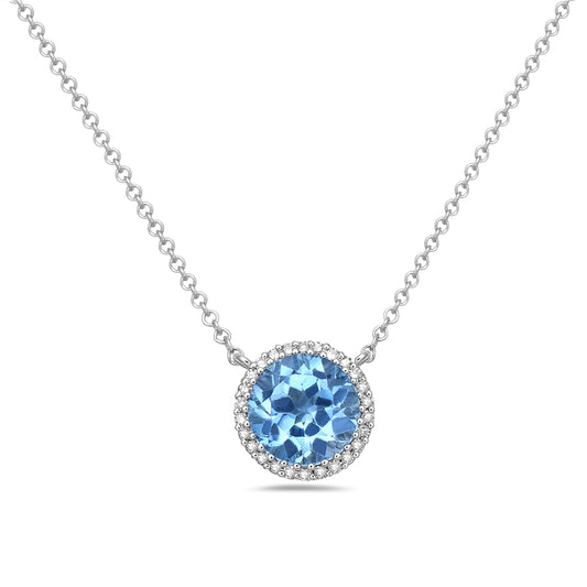 Blue Topaz & Diamond 14K Necklace