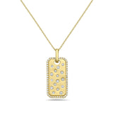 14K TAG PENDANT WITH 65 DIAMONDS 0.18CT ON 18 INCHES CHAIN