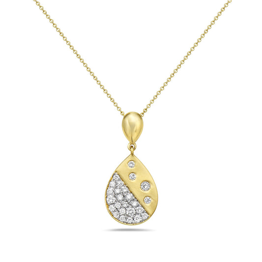 14K TEAR DROP DIAMOND PENDANT  ON 18 INCHES CHAIN