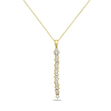 14K BAR PENDANT IN 23 TAPPERED BAGUETTE DIAMONDS 0.25CT AND 8 ROUND DIAMONDS 0.12CT ON 18 INCHES CHAIN