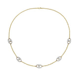 14K DIAMOND NECKLACE WITH 5 MARINER LINKS ON 18 INCHES CHAIN