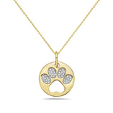 14K BABY DOG PAW PENDANT WITH DIAMONDS ON 4 TOES SUSPENDED ON 18 INCHES CABLE CHAIN