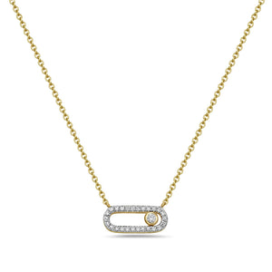 14K MOVING PENDANT WITH 1 DIAMOND 0.02CT & 26 DIAMONDS 0.09CT ON 18 INCHES CHAIN
