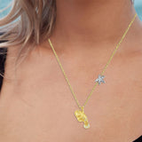 14K Adorable Manatee Necklace With Starfish On 18 Inches Chain