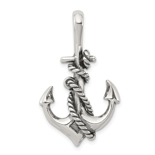 STERLING SILVER ANTIQUED ANCHOR AND ROPE PENDANT / SKU# QC4972