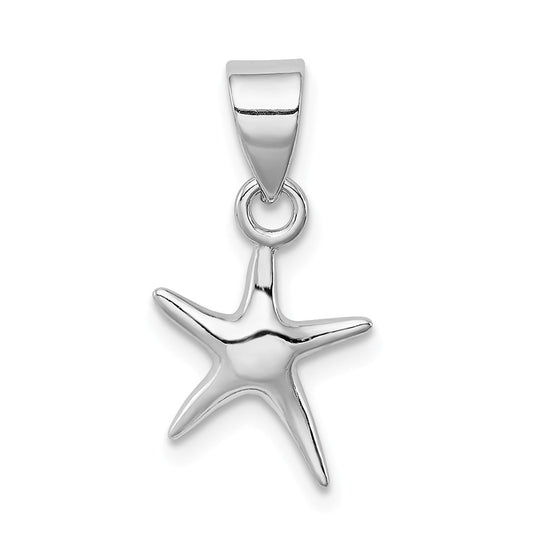 Pendentif étoile de mer délicate en argent sterling plaqué rhodium