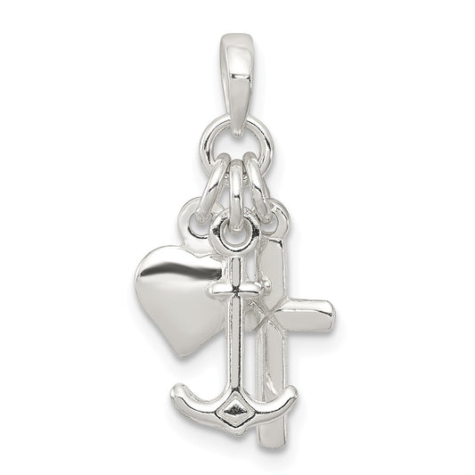 STERLING SILVER FAITH, HOPE AND LOVE PENDANT / SKU# QC7629