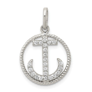 Sterling Silver Sparkly Anchor Pendant / SKU# QC8997