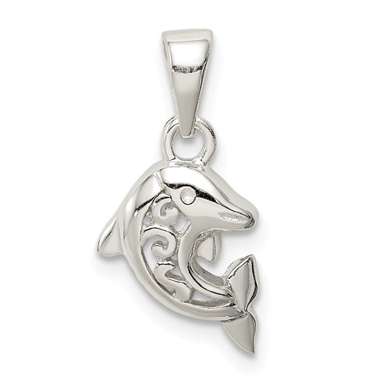 STERLING SILVER POLISHED DOLPHIN PENDANT