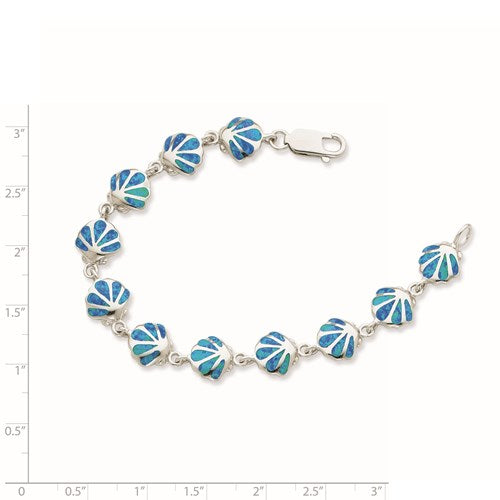 Sterling Silver Shimmering Seashell Bracelet / SKU# QG3112-7