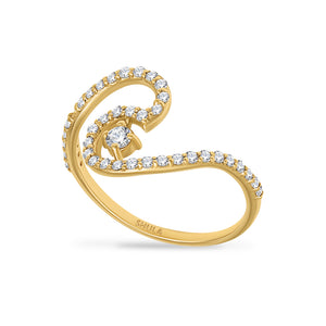 14K WAVE RING WITH 39 DIAMONDS 0.34CT