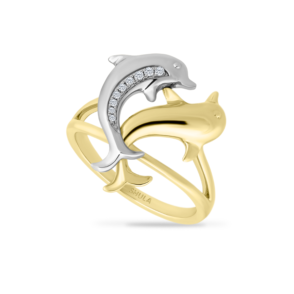 14K TWO TONE  DOLPHIN RING