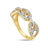 14K ANCHOR LINK RING WITH 90  DIAMONDS 0.47CT