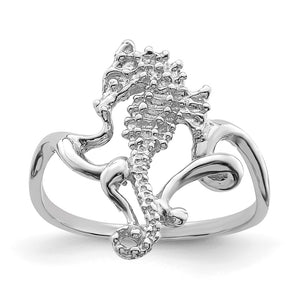 14K White Gold Seahorse Ring