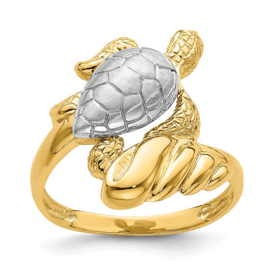 14K TWO-TONE TURTLE RING