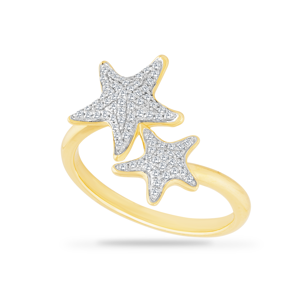 14K Shimmering Double Starfish Ring