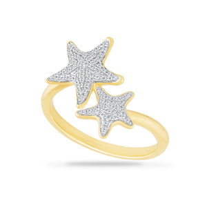 14K Shimmering Double Starfish Ring
