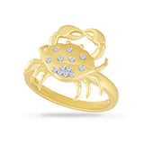 14K DELICATE CRAB RING WITH 13 DIAMONDS 0.10CT, CRAB 16.8MM