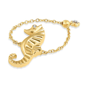 14K SEAHORSE ADJUSTABLE RING