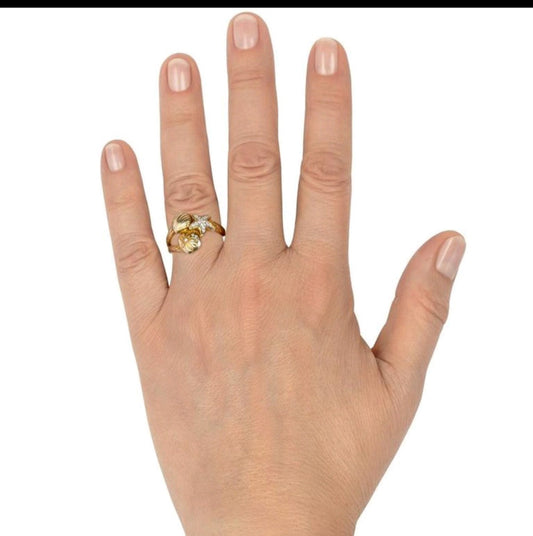 Bague coquillage bicolore 14K