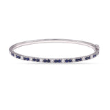 14K DIAMOND BANGLE WITH 22 SAPPHIRES 1.41CT and 10 DIAMONDS 0.50CT , AROUND 2.5MM, 48x58MM