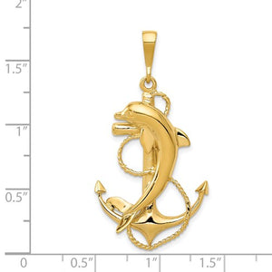 14k Anchor & Dolphin Pendant