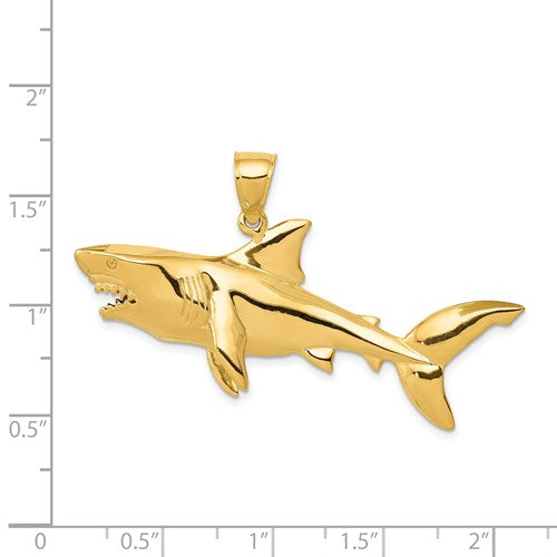 14K Polished 3-Dimensional Shark Pendant