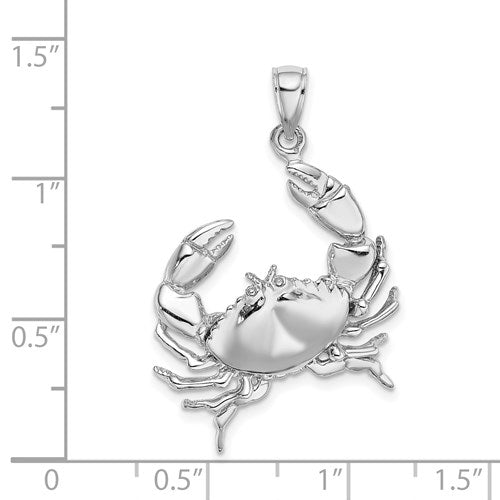 14K White Gold Claw-some Stone Crab Pendant