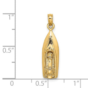 14k Polished 3-Dimensional Speedboat Pendant