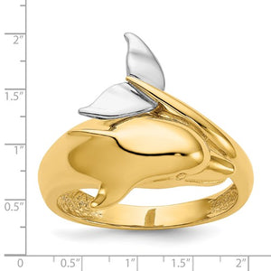 14K Two-Toned Dolphin Ring