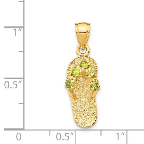 14K August/CZ Birthstone Flip Flop Pendant