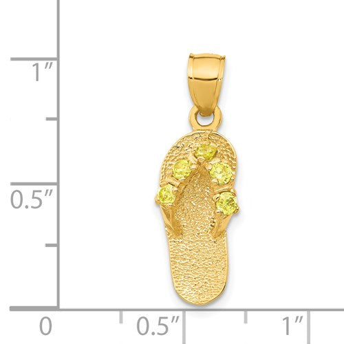 14K November/CZ Birthstone Flip Flop Pendant