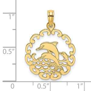 14K Cut-Out Jumping Dolphins Charm