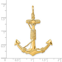 LEAVING THE HARBOR 14K ANCHOR WITH ROPE PENDANT