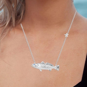 14K Fish Pendant with Diamond and Sapphire Eye