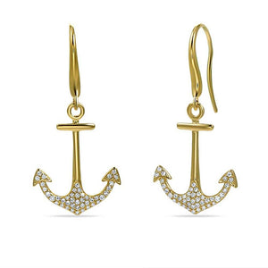 14K anchor earrings