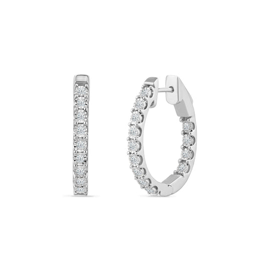 14K DIAMOND HOOP EARRINGS WITH 0.50CT DIAMONDS