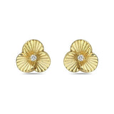 14K FLOWER STUD EARRINGS WITH 2 DIAMONDS 0.02CT