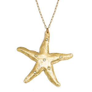 Evocateur Starfish Necklace with Crystals
