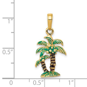 14k Enameled Palm Trees Pendant