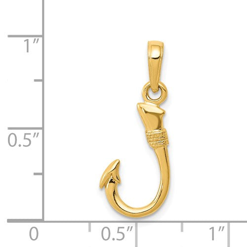 14K Yellow Gold Fish Hook Pendant