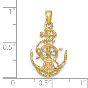 14K Small Anchor and Helm Pendant