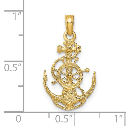 14K SMALL ANCHOR AND HELM PENDANT